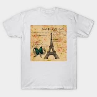 vintage butterfly paris eiffel tower fashion T-Shirt